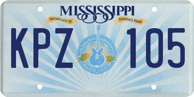 MS license plate KPZ105
