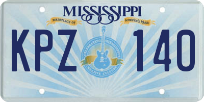 MS license plate KPZ140