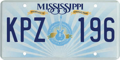 MS license plate KPZ196