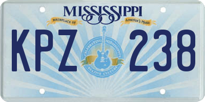 MS license plate KPZ238
