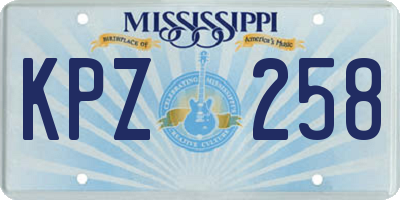 MS license plate KPZ258