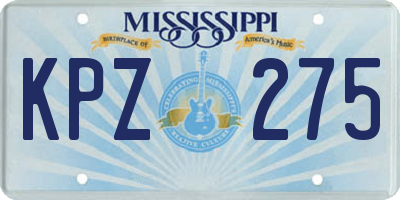 MS license plate KPZ275