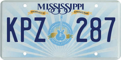 MS license plate KPZ287