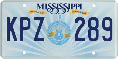 MS license plate KPZ289