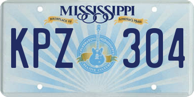 MS license plate KPZ304