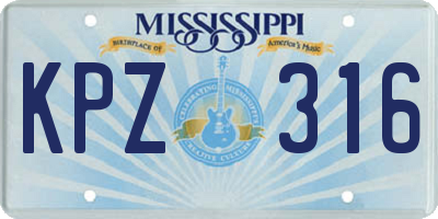 MS license plate KPZ316
