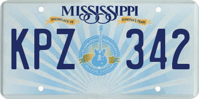 MS license plate KPZ342