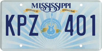 MS license plate KPZ401