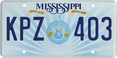 MS license plate KPZ403