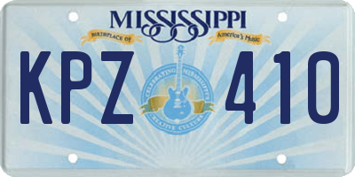 MS license plate KPZ410