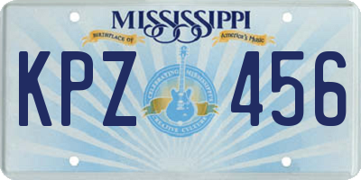 MS license plate KPZ456