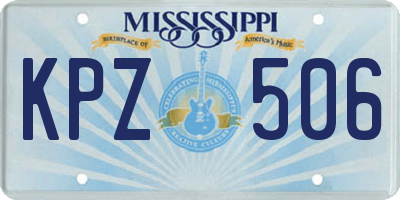 MS license plate KPZ506