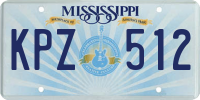 MS license plate KPZ512
