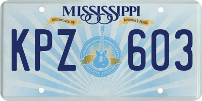 MS license plate KPZ603