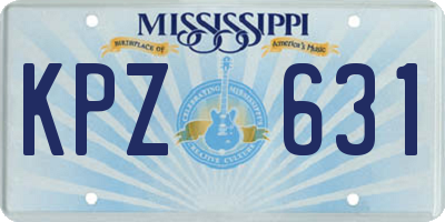 MS license plate KPZ631
