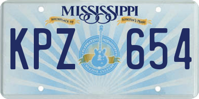 MS license plate KPZ654