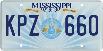 MS license plate KPZ660