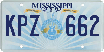 MS license plate KPZ662