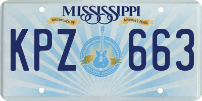 MS license plate KPZ663