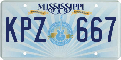 MS license plate KPZ667