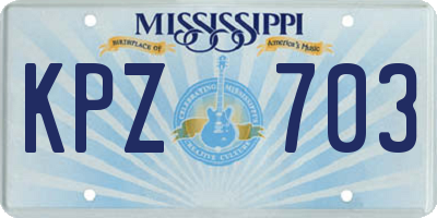MS license plate KPZ703