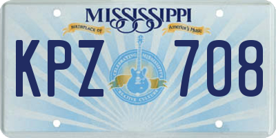 MS license plate KPZ708