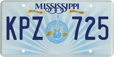 MS license plate KPZ725