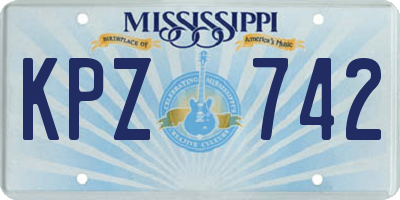 MS license plate KPZ742
