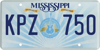 MS license plate KPZ750