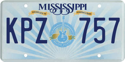 MS license plate KPZ757