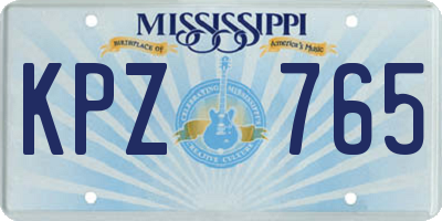 MS license plate KPZ765