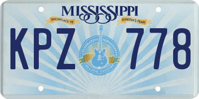MS license plate KPZ778