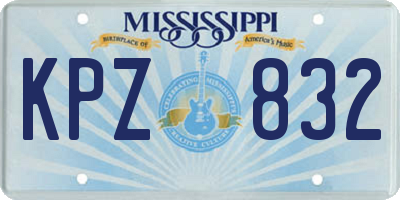 MS license plate KPZ832