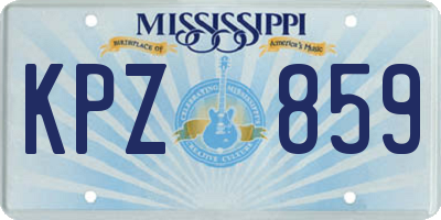 MS license plate KPZ859