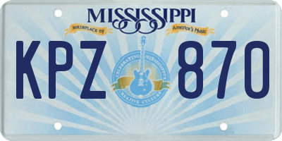 MS license plate KPZ870