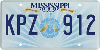 MS license plate KPZ912