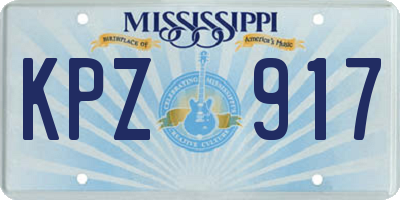 MS license plate KPZ917