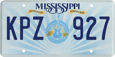 MS license plate KPZ927