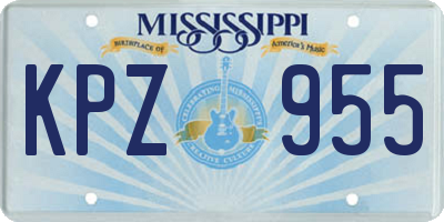 MS license plate KPZ955
