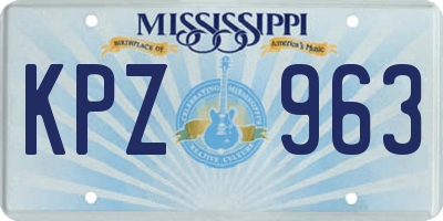 MS license plate KPZ963