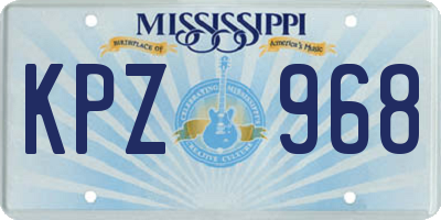 MS license plate KPZ968