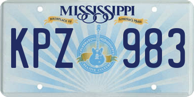 MS license plate KPZ983