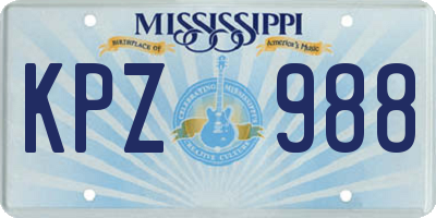 MS license plate KPZ988