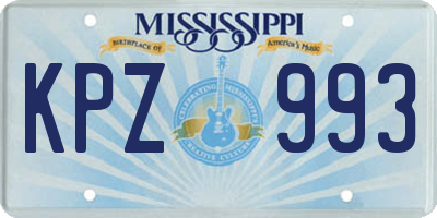 MS license plate KPZ993