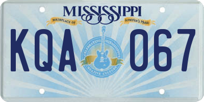 MS license plate KQA067