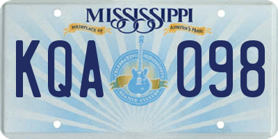 MS license plate KQA098