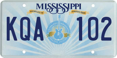 MS license plate KQA102