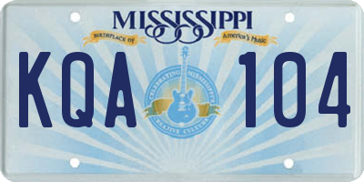 MS license plate KQA104