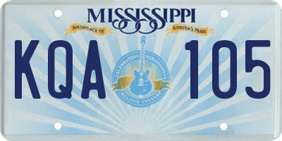 MS license plate KQA105