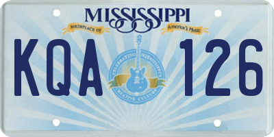 MS license plate KQA126